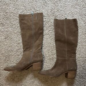 Knee high suede boots